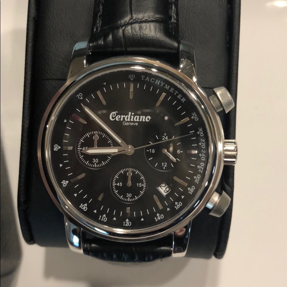 NEW Cerdiano GENEVE MENS CHRONOGRAPH BLACK WATCH